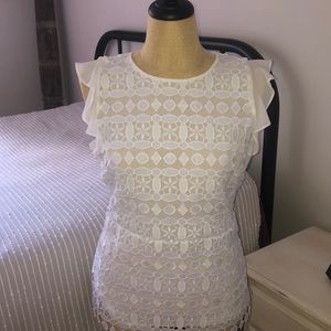 Michael Kors White “Lace” Overlay Top